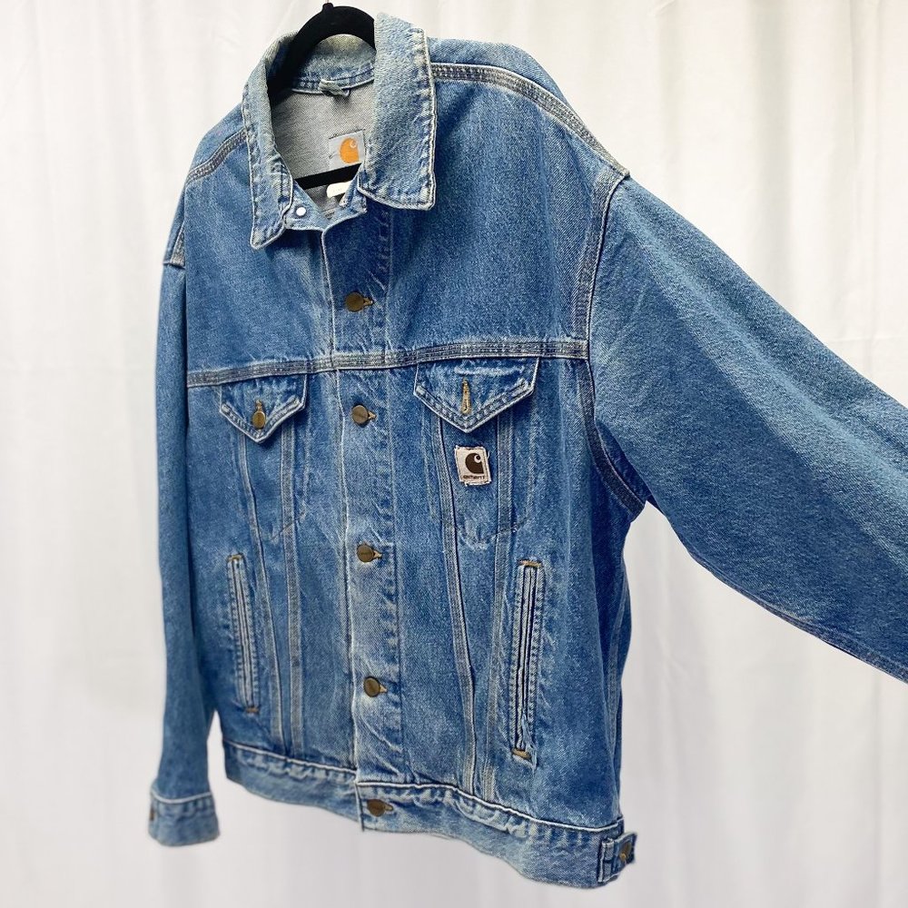 Vintage Denim Men's Carhartt jean jacket Streetwear Retro made in USA Large